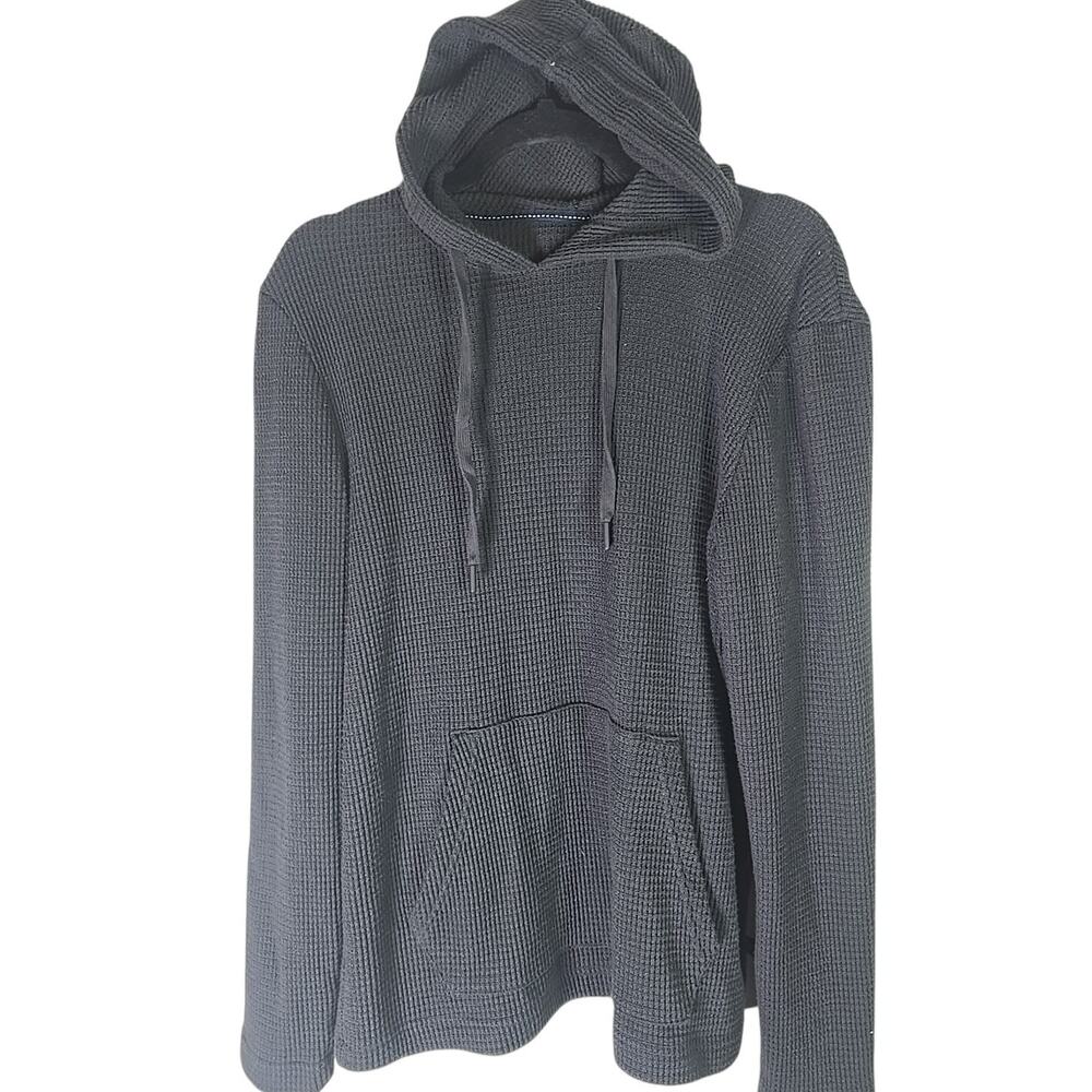 Rainforest Lounge Men's Soft Textured Hoodie Small Gray Oversized Relaxed Fit